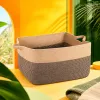 Beige and dark brown woven storage baskets, large-capacity household storage baskets, living room and bedroom organizing baskets Specification image